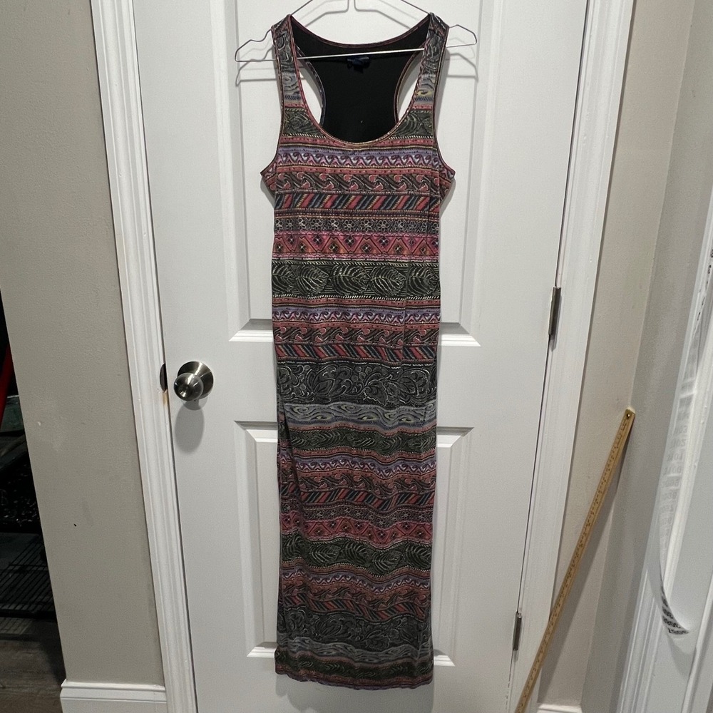 American Eagle Womens Maxi Dress Cutout Racerback Multicolor Medium
